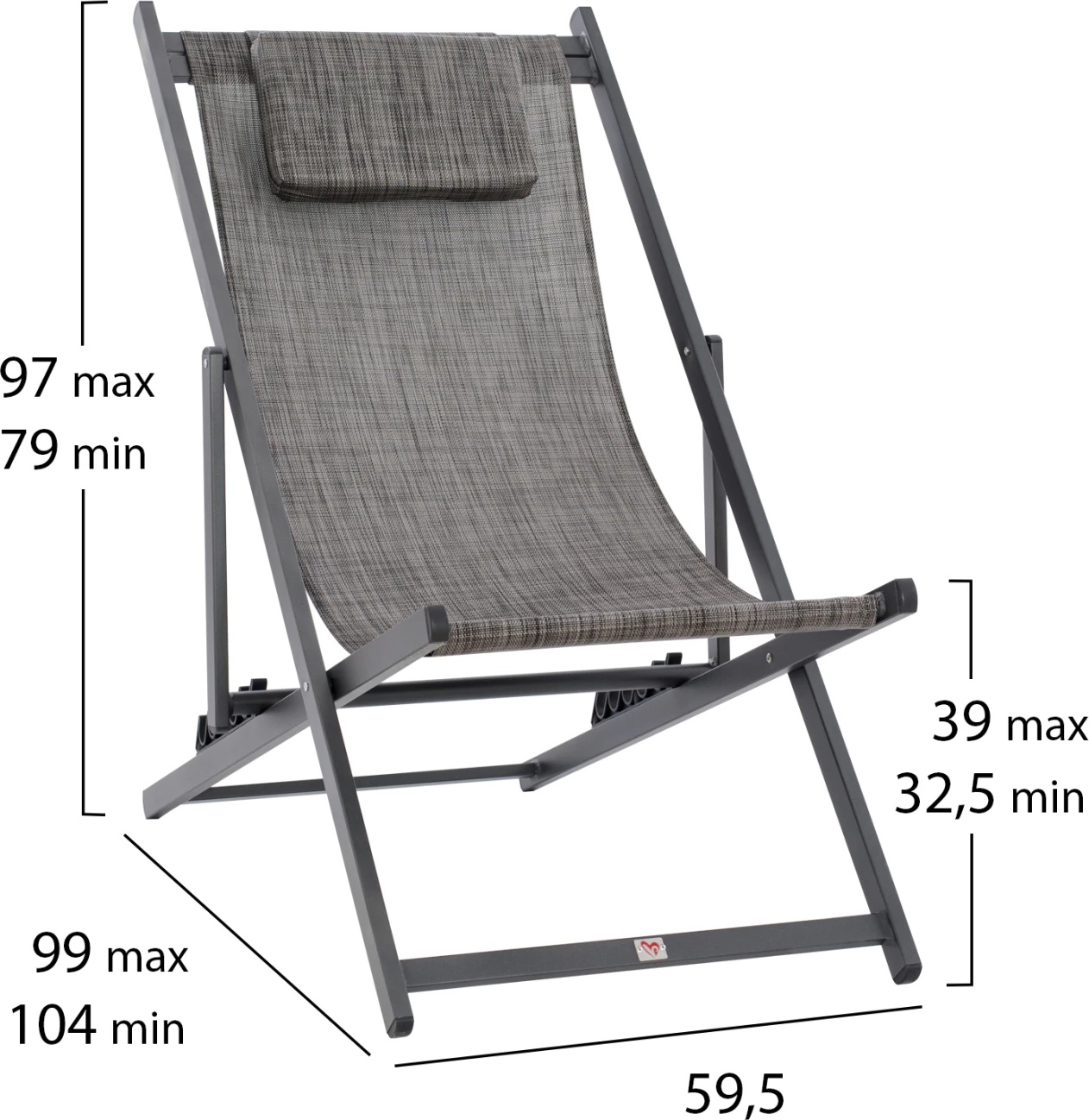 Karrige lounge profesionale KEA FH5076.10 alumini & textilene ngjyrë gri 59,5x102,5x94H cm