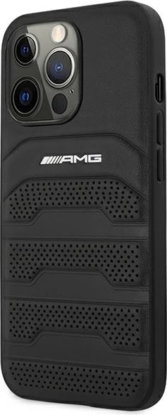 Mbështjellës Mercedes AMG Debossed Lines për iPhone 14 Pro 6.1", lëkurë, i zi