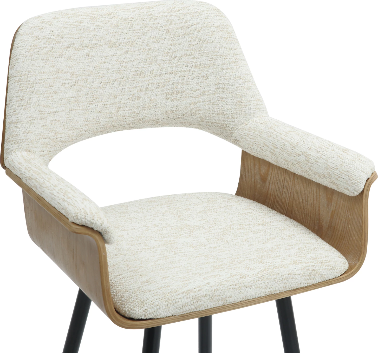 Karrige për bar, lartësi mesatare, CLIPP, FH9987.02, këmbë metali të zeza, pëlhurë ecru, 57.5x53x98H cm, set prej 2 copash