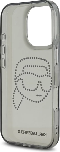 Mbështjellës Karl Lagerfeld KLHCP16XHKHDCELK për iPhone 16 Pro Max 6.9", i zi, hardcase me rhinestones