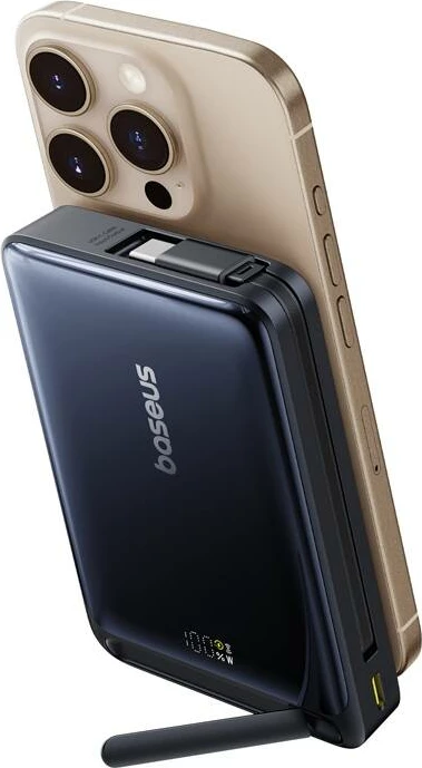 Powerbank, Baseus, Nomos Qi2 P10078800123-00, 10000mAh 45W USB-C, magnetik Qi2, me ekran dixhital