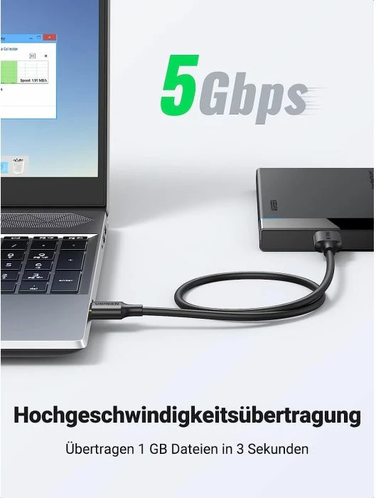 Kabllo USB 3.0 UGREEN 10840 USB-A në Micro-B, 0.5 m, e zezë