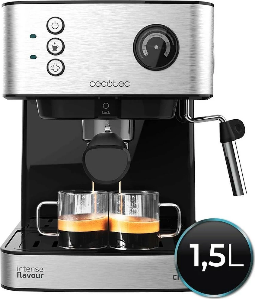 Aparat kafeje Cecotec Power Espresso 20 Matic Professional, 1L, 20 bar, argjendtë