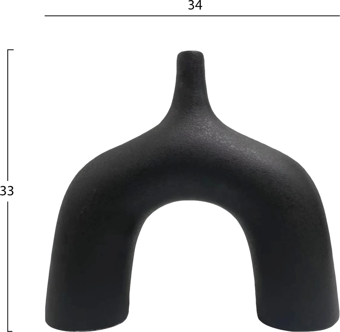 Dekor tavoline prej qeramike, seri ISIL, FH4601.02, ngjyrë e zezë mat, 34x10x33 cm