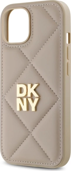 Mbështjellës DKNY Quilted Stack Logo për iPhone 15, Bezhe