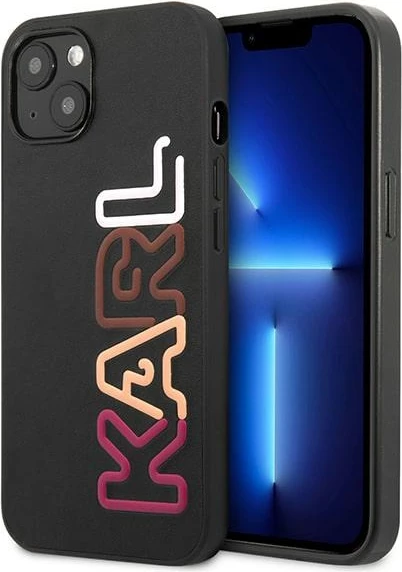 Mbështjellës Karl Lagerfeld për iPhone 13, 6.1", Hardcase, Multipink Brand, i zi