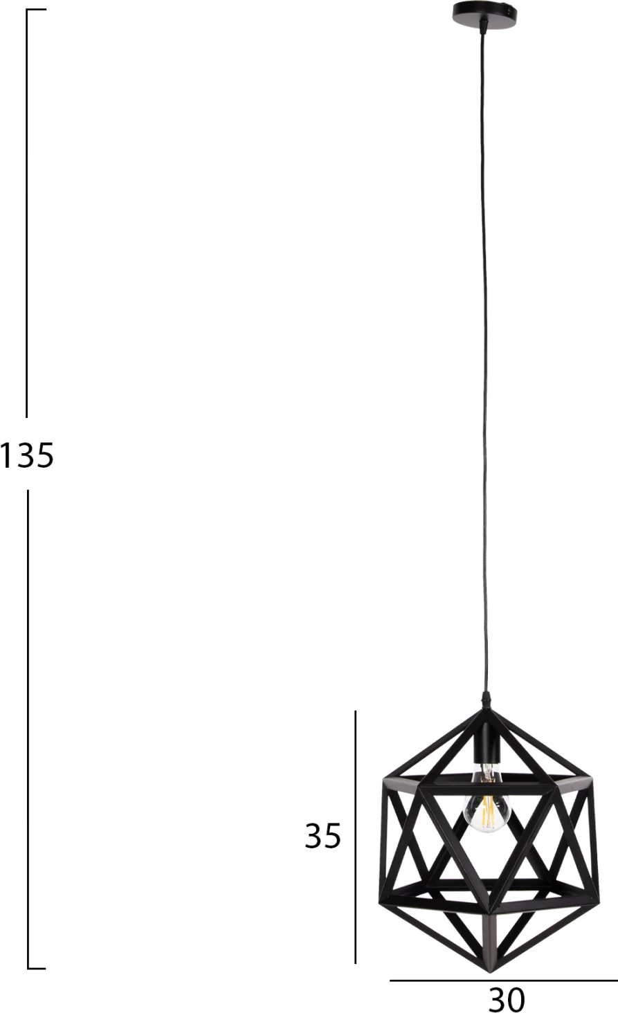 Llambë varëse tavani, metal i zi, FH4073, 30x30x35H cm