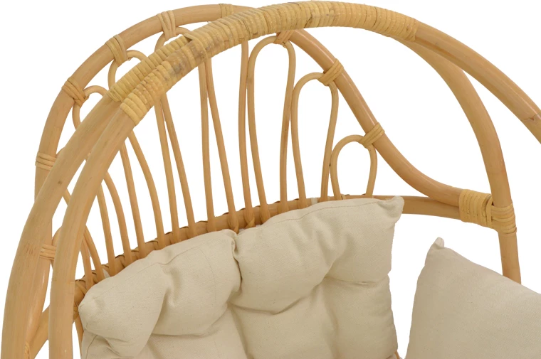 Luhatëse varëse Jorg, ratan natyral, jastëk krem, 80x59x105cm