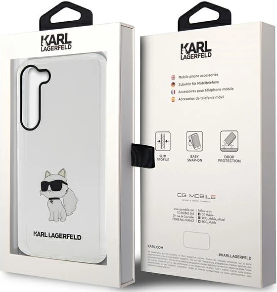 Mbështjellës Karl Lagerfeld KLHCS23SHNCHTCT për Samsung Galaxy S23, transparent, Choupette