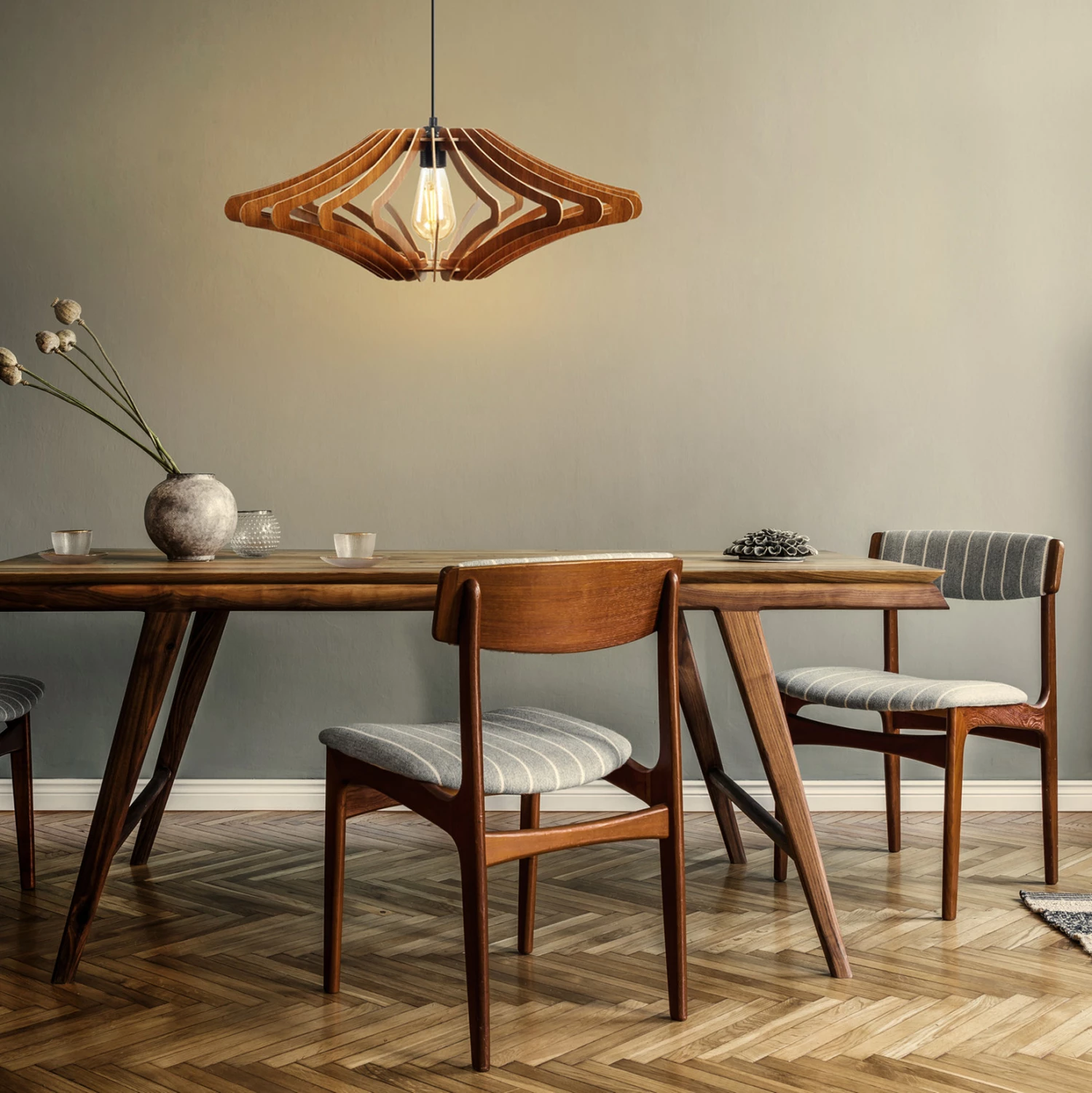 Llampë tavani prej druri, ngjyrë arre, FH7351.01, Φ47x55Υ cm