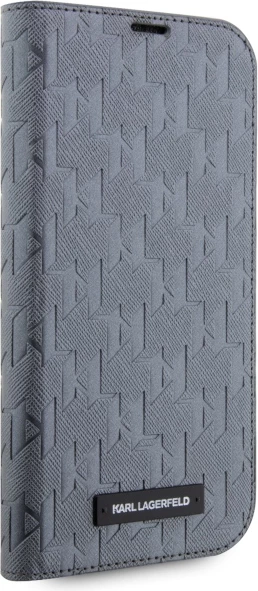 Mbështjellës Karl Lagerfeld Saffiano Monogram për iPhone 14 6.1", argjendtë