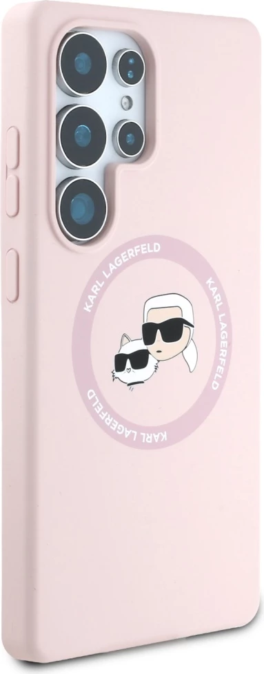 Mbështjellës Karl Lagerfeld Silicone Double Heads And Circle MagSafe për Samsung Galaxy S25 Ultra, Rozë