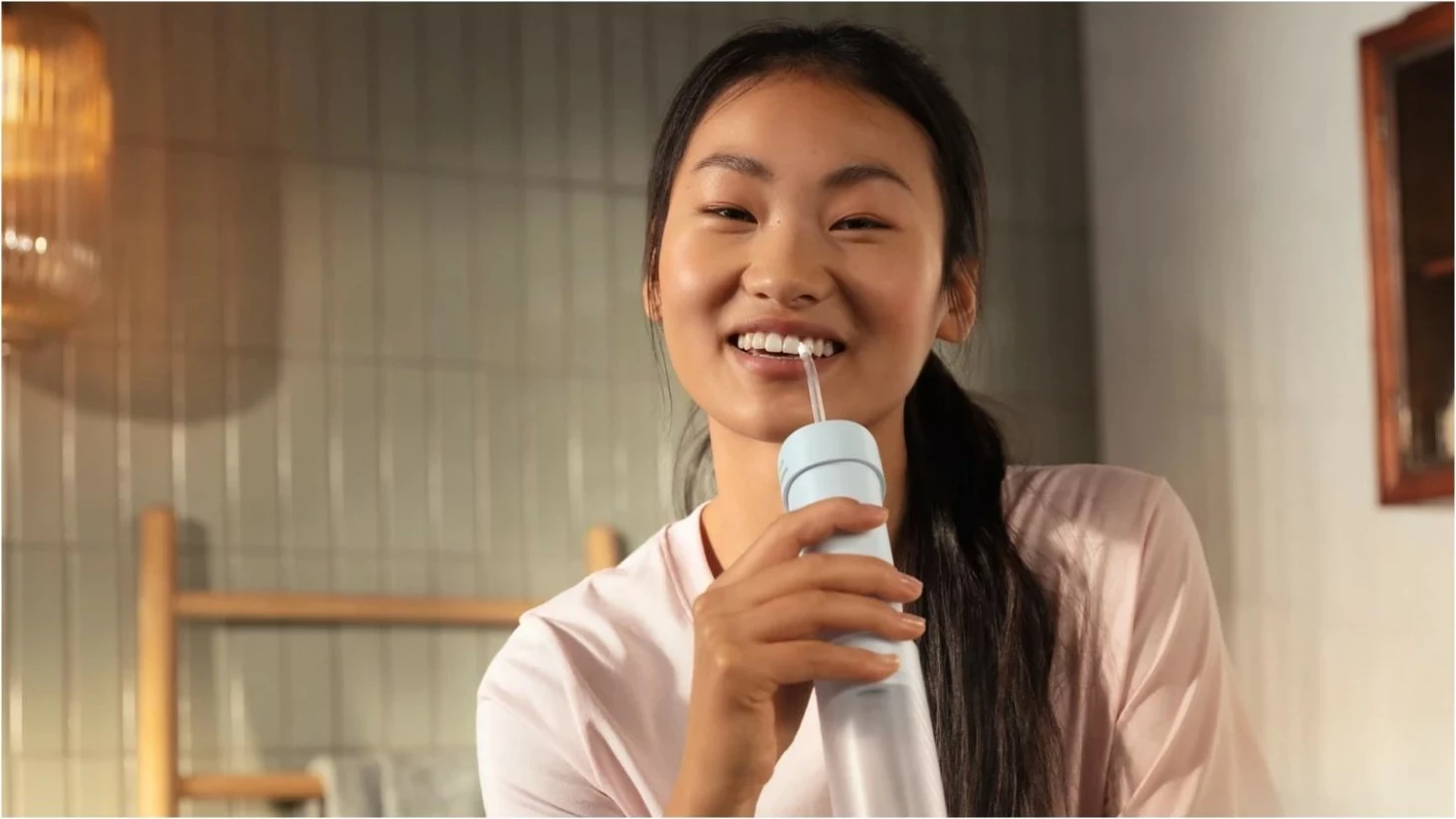 Irigator dhëmbësh Philips Sonicare Compact Flosser HX3333, 3 mënyra pastrimi, IPX7, aku, kaltër