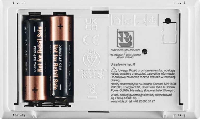 Detektor monoksidi karboni Kidde K7DCO me ekran, Bardhë