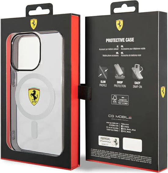 Mbështjellës Ferrari FEHMP14XURKT për iPhone 14 Pro Max 6.7", transparent, MagSafe
