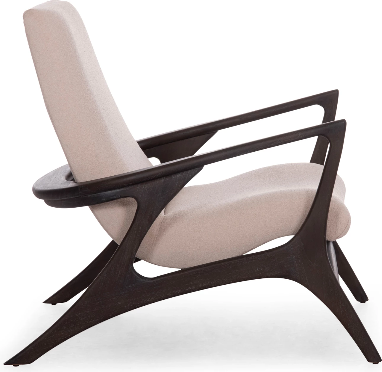 Fotel lounge ARYA, dru teku, ngjyrë e zezë-krem boucle, 79x88x83cm