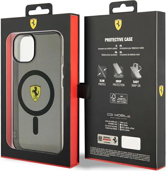 Mbështjellës Ferrari FEHMP14MURKK për iPhone 14 Plus 6.7", MagSafe, i zi