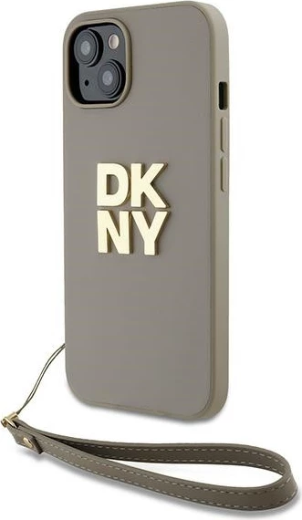 Mbështjellës DKNY Wrist Strap Stock Logo për iPhone 15/14/13, bezhë