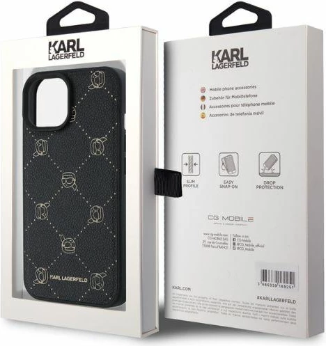 Mbështjellës Karl Lagerfeld Magsafe Karl Head për iPhone 15, i zi