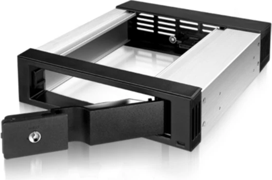 Mbajtës hot-swap për HDD 3.5\" SATA ICYBOX IB-158SSK-B, 5.25\" bay, me kyç, e zezë