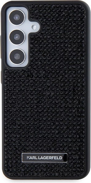 Mbështjellës Karl Lagerfeld Rhinestone Metal Logo për Samsung Galaxy S24+, i zi
