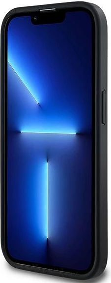 Mbështjellës DKNY Leather Checkered Mono Pattern MagSafe për iPhone 13 Pro/13, i zi