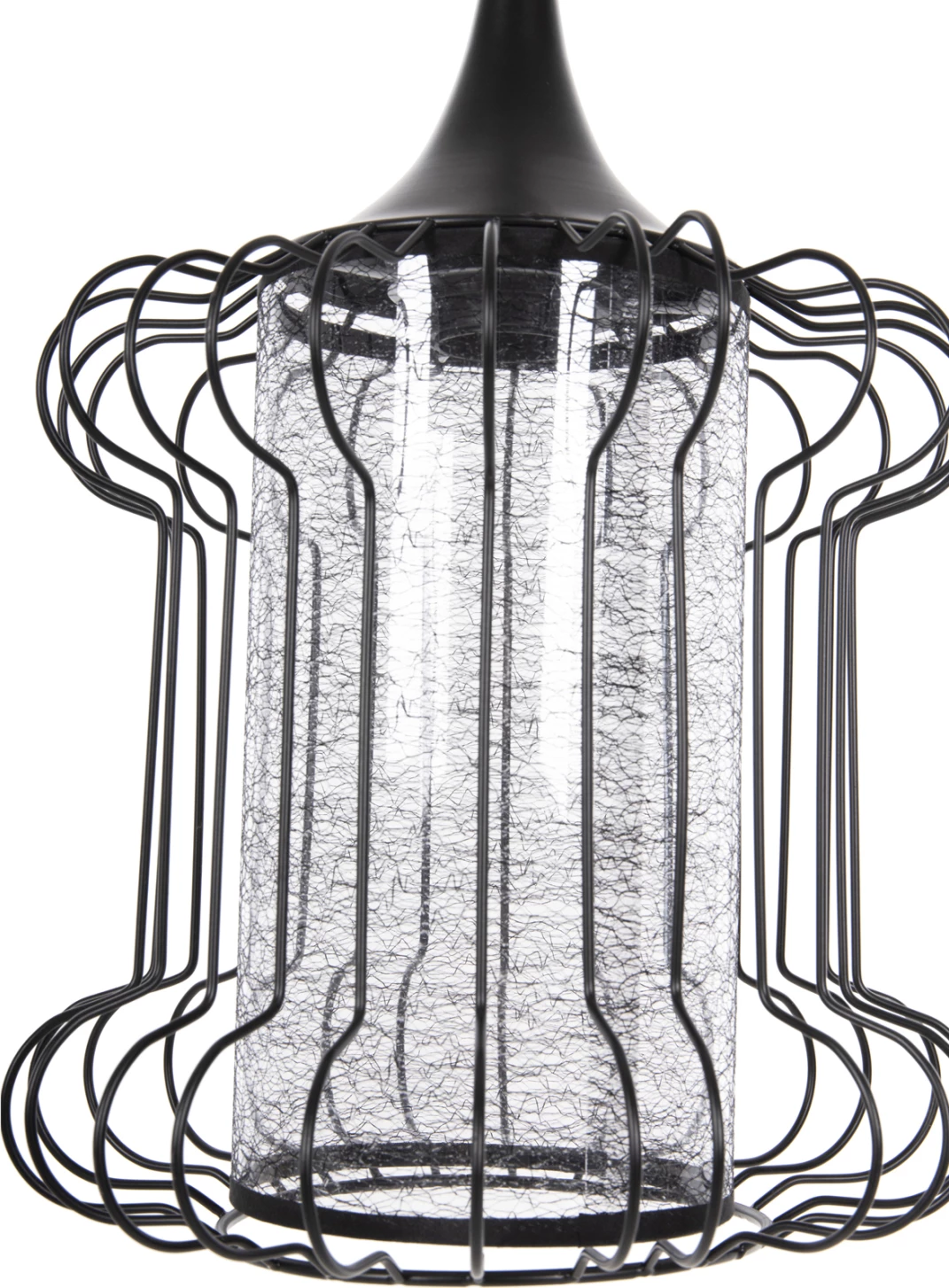 Llampë varëse tavani, FH4087, metal i zi - pëlhurë e bardhë, Φ24x130H cm