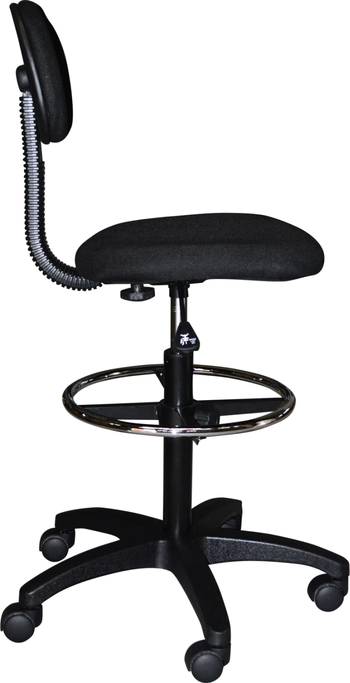 Karrige zyre VEGAR FH1043.01 me mbështetëse për këmbë-perimetër-vend i lartë-pëlhurë e zezë 45Χ42Χ132Hcm