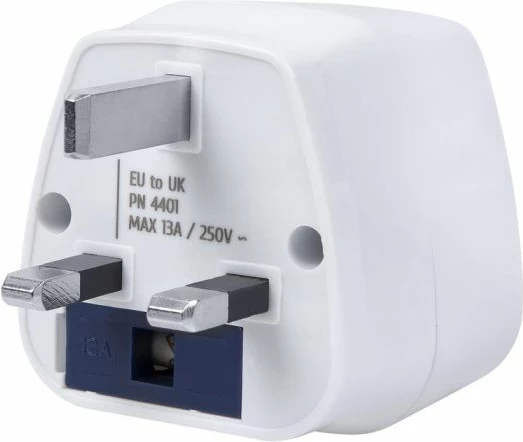 Adapter udhëtimi RIVACASE PS4401 EU në UK, 13A, 3250W, i bardhë