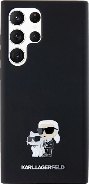Mbështjellës Karl Lagerfeld Silicone Karl&Choupette Metal Pin për Samsung Galaxy S24 Ultra, i zi
