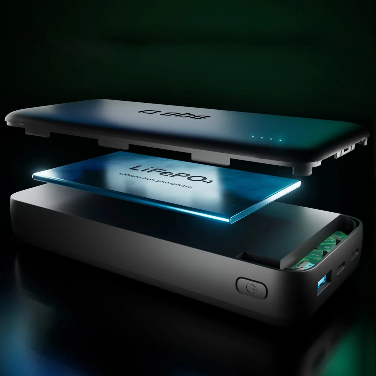 Powerbank SBS Infinity 20000mAh LiFePO₄, 2 porta USB-A/USB-C, e zezë