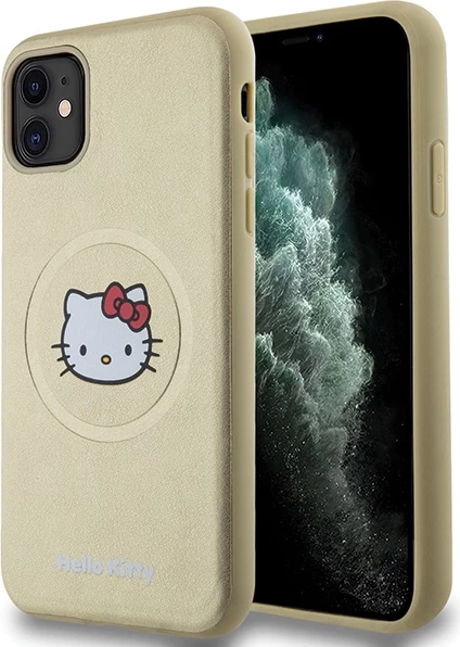 Mbështjellës Hello Kitty Leather Kitty Head MagSafe për iPhone 11/XR, ari