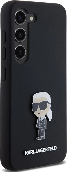 Mbështjellës Karl Lagerfeld Silicone Ikonik Metal Pin për Samsung Galaxy S24, i zi