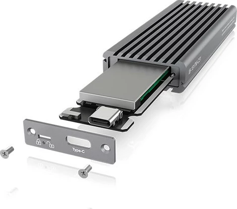 Kasë IcyBox IB-1817M-C31 për SSD M.2 NVMe, USB Type-C, Gri