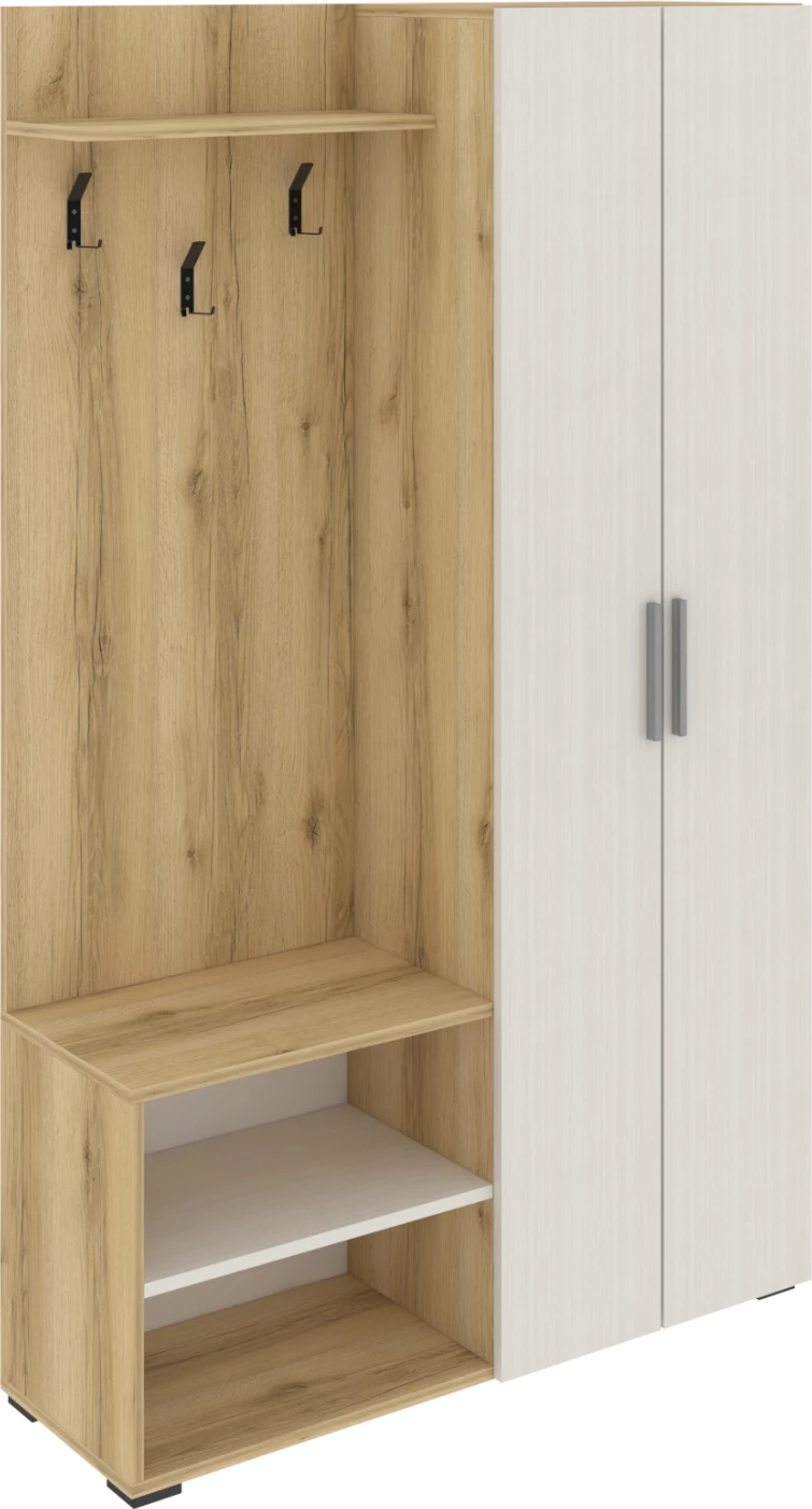 Mobilje hyrëse BOW FH18192 melaminë ngjyrë natyrale dhe krem 110x37x184Hcm