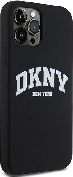 Mbështjellës DKNY Liquid Silicone me logo të bardhë, MagSafe, për iPhone 12/12 Pro, i zi