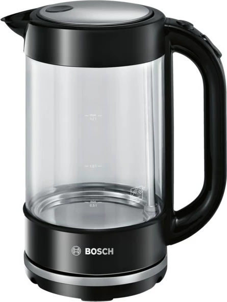 Vluese uji Bosch TWK70B03, 1.7 L, 2400 W, e zezë / transparente 