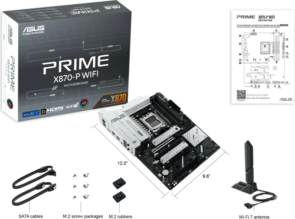 Pllakë amë Asus PRIME X870-P WIFI, Socket AM5, DDR5, ATX, e zezë