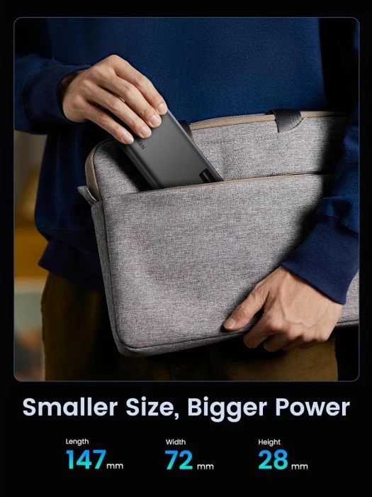 Powerbank UGREEN 25683 20000mAh 22.5W, i zi, me kabllo USB-A në USB-C 0.5m