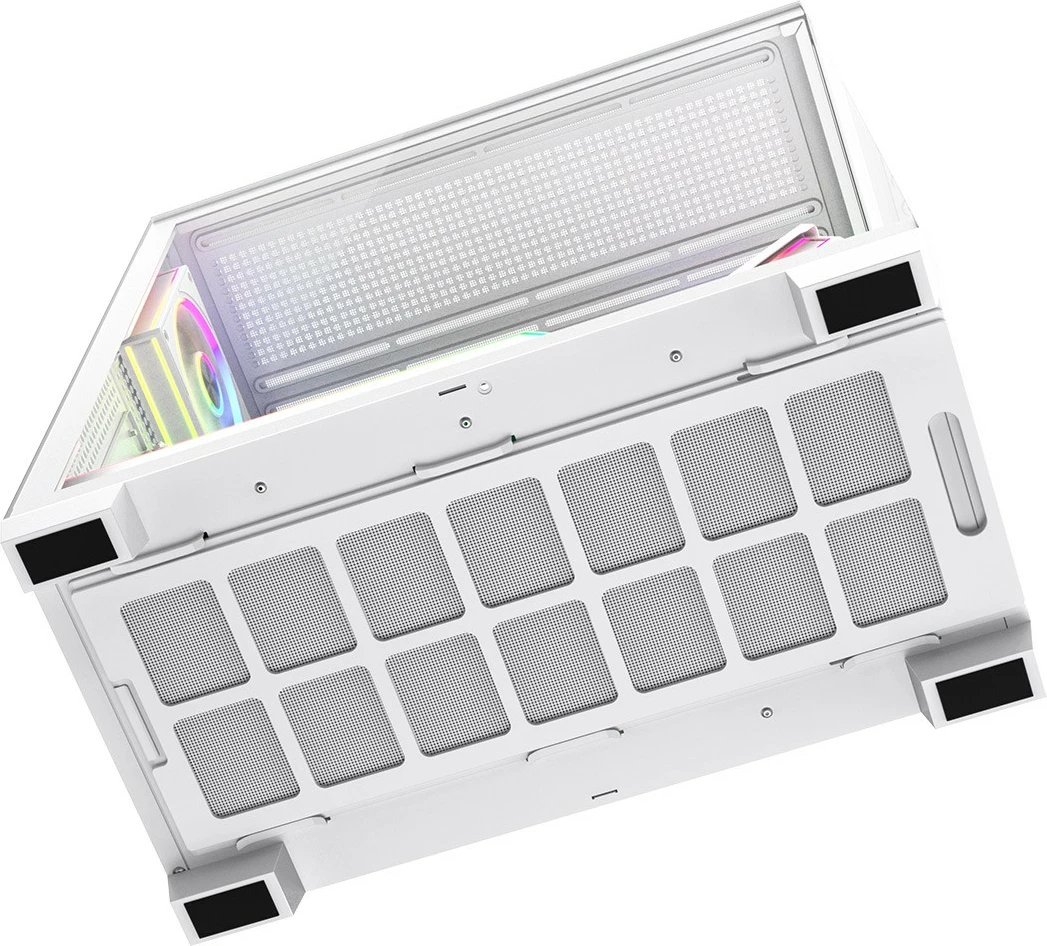 Kasë MODECOM Volcano Stellar Plus 5F AT-STELLAR-PLUS-5F-ARGB-20, Midi Tower ATX/mATX/ITX, 5x120mm ARGB me kontrollues, USB-C, xham i temperuar, e bardhë