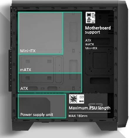 Kasë Zalman S2 TG, ATX Mid Tower, xham i temperuar, e zezë