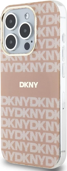 Mbështjellës DKNY IML Mono & Stripe MagSafe për iPhone 15 Pro, Rozë