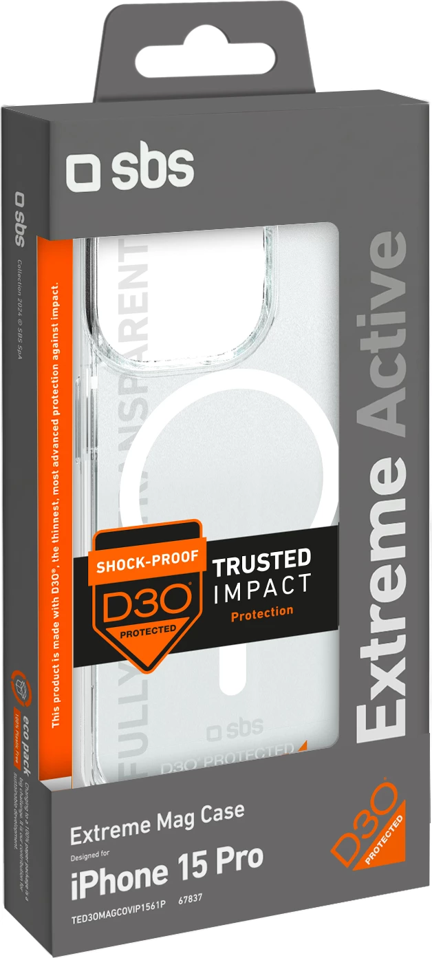 Mbështjellës SBS D3O MagSafe për iPhone 15 Pro, Transparent