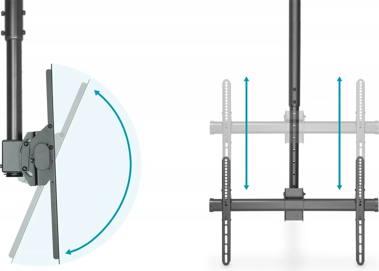 Mbajtës tavani për TV Digitus DA-90421, 37-70 inç, rregullim teleskopik 56-91 cm, i zi