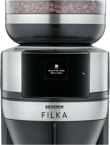 Aparat kafeje Severin KA 4853 FILKA inox, mulli çeliku, ekran LED, 2L, e zezë mat