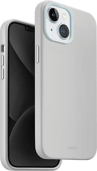 Mbështjellës UNIQ Lino Hue Magclick për iPhone 15, silikon, gri e çelët
