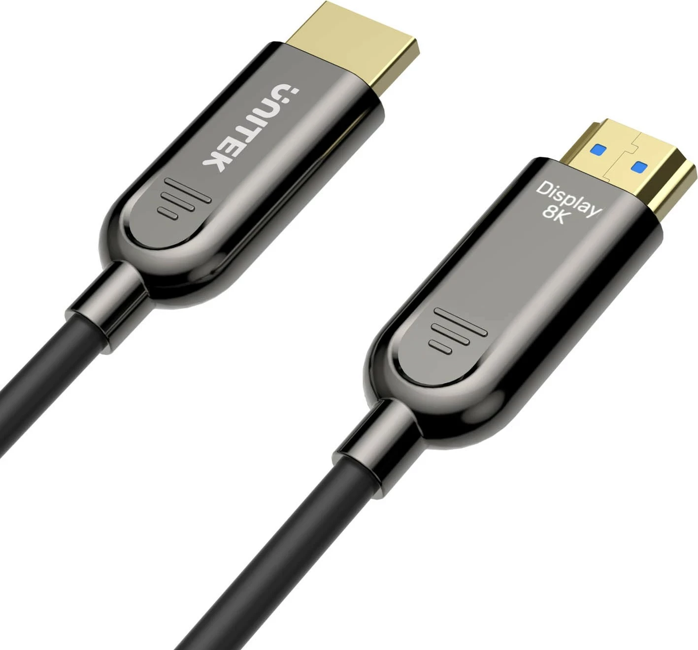 Kabëll optik HDMI Unitek 2.1 AOC 8K 120Hz 70m, ngjyrë zezë-argjendtë