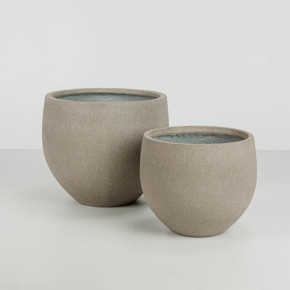 Set vazo betoni SCILLA, 2 copë, ngjyrë kafe e çelët, 40x40x34cm