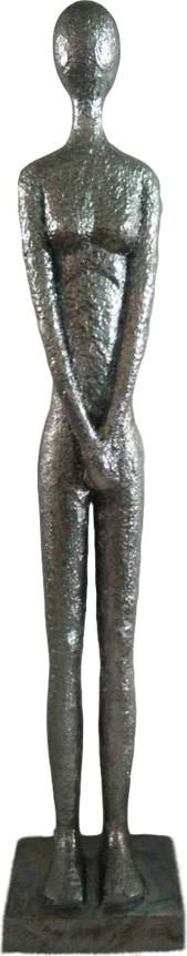 Figurë dekorative ANKHOU, polirezine, ngjyrë argjendi, 14x11x67cm