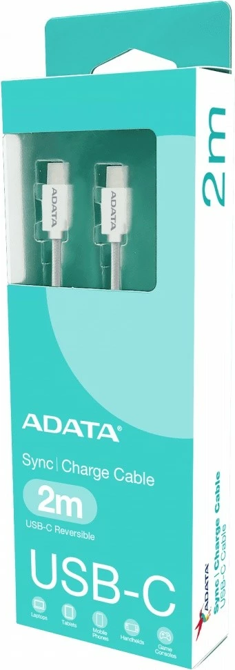 Kabllo USB-C në USB-C Adata CACC-200PN-WH 2m USB 2.0 100W PD e bardhë
